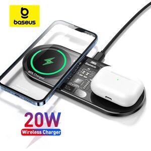 Baseus 20W double chargeur sans fil pour iPhone 15 14 Airpod Pro chargeur sans fil Qi rapide pour