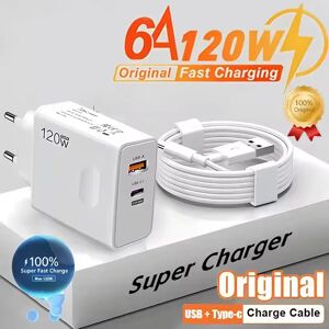 Aucun Xiaomi 120W chargeur d'origine Charge rapide PD USB 2 en 1 chargeur 2 Ports Charge rapide pour Xiaomi Huawei iPhone Samsung EU US UK