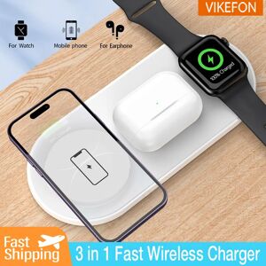 Opansten Chargeur sans fil 3 en 1 pour iPhone 15 14 13 12 11 Pro Max 8 X Apple Watch 8 7 6 AirPods, Station