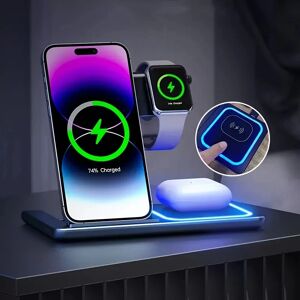 Aucun Chargeur sans fil rapide LED 30W, Station de charge pliable 3 en 1 pour iPhone 16 15 14 13 12 11 Apple Watch 9 8 7 6 5 Airpods Pro/3