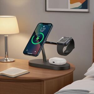 TIMESS Chargeur sans fil magnétique 3 en 1 pour iPhone 16 15 14 13 12, Station de charge rapide pour Apple Watch 10 9 8 7 6 5 4 Airpods 2 3 Pro