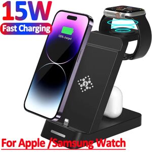 DIKELANG Support de chargeur sans fil 3 en 1 pour iPhone, charge rapide, station S6, 14, 13, 12, 11, X, Poly 8, Samsung Watch 6, 5, Apple Watch, Airpods Pro