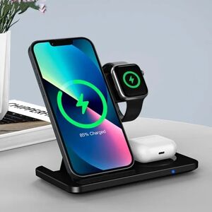 VIKEFON Support de chargeur sans fil pliable, station de charge rapide 3 en 1, support pour iPhone 15, 14,