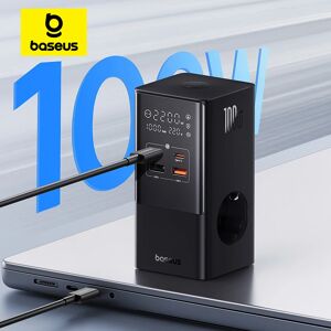 Baseus 100W chargeur USB rapide 6 en 1 multiprise Station de charge de bureau protection contre les surtensions 4000W 2AC sortie pour ordinateur portable iPhone Samsung