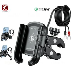 kewig Support de téléphone pour Moto, chargeur avec Port de charge rapide USB-C 36W, verrouillage 1S, miroir de Moto, guidon, support de téléphone