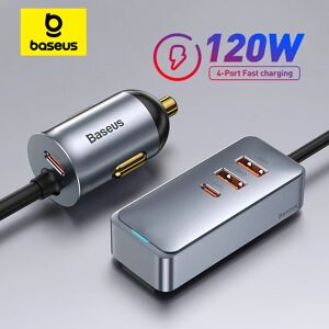 Baseus 120W PD chargeur de voiture chargeur rapide QC 3.0 PD 3.0 pour iPhone 15 14 13 Samsung type-c