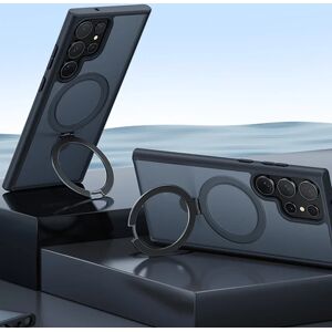 UYUXIO Étui de téléphone portable magnétique avec anneau de béquille pour Samsung Galaxy S24 Ultra Plus étuis mats mobiles couverture arrière translucide