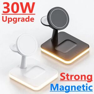 VIKEFON Support de chargeurs rapides magnétiques sans fil 30W 3 en 1, pour iPhone 15 14 Pro Max, Mini Station d'accueil pour Airpods Pro/Apple watch