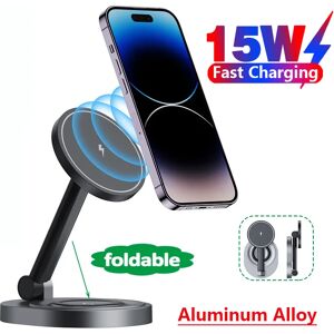 VIKEFON Support de chargeur magnétique sans fil 2 en 1 15W, pliable, pour iPhone 12 13 14 Mini Pro Max Apple Watch Airpods, Station de charge rapide