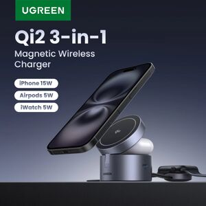 UGREEN Qi2 15W Max chargeur sans fil magnétique 3 en 1 support de charge rapide chargeur Magsafe pour iPhone 15 16 Pro Max/AirPods