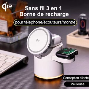 Aucun Station de charge rapide Qi2 3 en 1, chargeur sans fil pliable, support pour iPhone 16 15 14 Pro Max Airpods Apple Watch