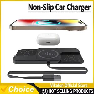 VIKEFON Chargeur sans fil rapide pour voiture, 20W, pour iPhone 16 15 14 13 Samsung Huawei AirPods, support de charge rapide antidérapant pour téléphone
