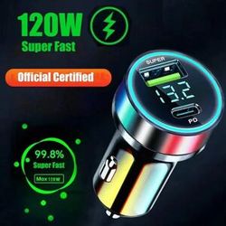 NONE Chargeur de voiture USB super rapide, adaptateur de charge rapide, 2 ports, iPhone 14 Pro Max 13 12 11 Samsung S23 S22 120W