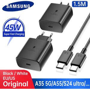 Samsung – chargeur PD 45W, charge Super rapide, adaptateur EU US, câble de Type C, Galaxy S25 FE S25 S24 S23 S22 Ultra Plus S21 S20 A56 A54