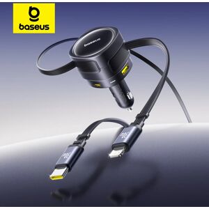 Baseus 90W USB type-c chargeur de voiture double câble rétractable PD QC SCP AFC PPS charge rapide pour tablette iPhone Samsung Huawei Xiaomi