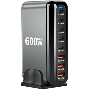 deepartner Nouveau chargeur rapide USB Type C 600W GaN Charge 3.0 avec 8 Ports, chargeur PD 5C3A pour téléphones et tablettes, conception Portable