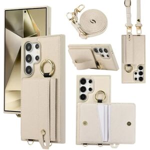 szHAIyu Portefeuille à bandoulière avec porte-carte, étui de téléphone pour Samsung Galaxy S25 Edge Ultra S24 FE S23 S22 Plus, lanière de poignet en cuir