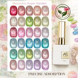 NONE AS 15ml Vernis à ongles gel effet œil de chat ultra brillant sans TPO, couleur Macaron Printemps, à retirer par trempage, UV LED, longue tenue, vert clair scintillant