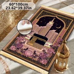 Tapis de prière musulman épais de luxe VIKAMA, tapis de prière antidérapant à franges douces, adapté à la maison, au hall d'entrée, au salon