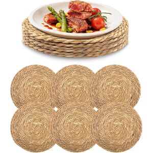 Aucun Napperons tissés en paille faits à la main, tapis de table pour Table à manger, rond en osier