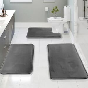 Aucun Ensemble de bain en velours 3 pièces, tapis de bain Super doux, antidérapant, confortable, pour salle de bain, absorbant, lavable, tapis de sol de toilette