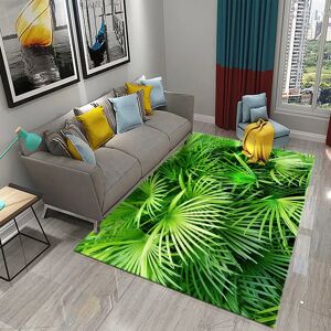 Aucun Tapis 3D en Cuir oral elu de Palmier, Plantes Tropicales Vertes, pour Cuisine, Paillassons Antidérapants, pour Salon, Chambre à Coucher, Décoration de Sol