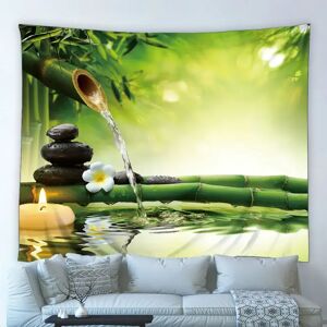 Aucun Grande tapisserie de Spa indienne Zen, fleur verte en bambou, bougie en pierre, galets, bohémien, tenture murale, serviette de plage, tapis de Yoga, couverture, décoration de maison
