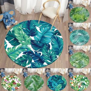 Aucun Tapis de salon imprimé feuilles de plantes tropicales, rond vert, antidérapant, pour chambre à coucher, jeu pour enfants