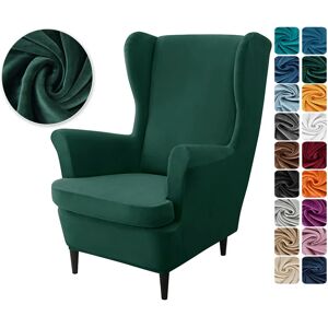 Yupartex 2 pièces/ensemble housses de chaise à oreilles en velours housse de fauteuil à ailes amovible avec housse de coussin de siège housses de canapé élastiques salon