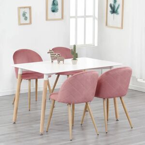 EGOONM Ensemble de 4/6 chaises de salle à manger avec pieds en velours doux et en métal, adaptées à la cuisine, salle à manger, salon (rose/vert/bleu))