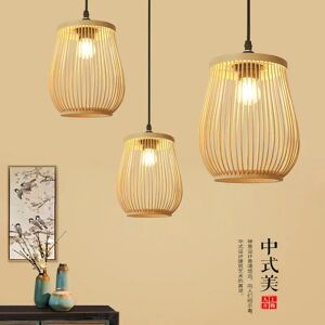 Aucun Lampe suspendue chinoise en rotin et osier, Lustre en bois de bambou, plafonnier fait à la main E27