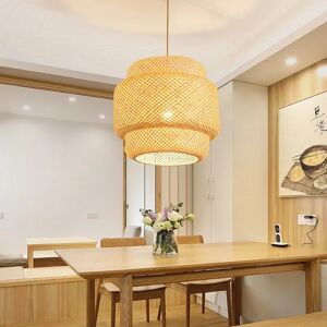 JOYINLED Lanterne en bambou suspension rotin naturel osier E27 ampoule lustres lampe suspendue Restaurant