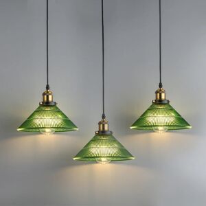 sanoni Lampe à suspension LED en verre vert nordique, vintage, moderne, à côté de la chambre à coucher, salon, prise en cuivre, décoration d'intérieur, confronLights, Shoaria