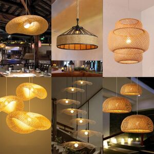ZODOLAMP Lampes suspendues en bambou tissé à la main plafond tissage lustre lampe rotin osier suspendus