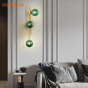 OUDELADI Applique Murale en Boule de Verre Verte et Blanche, Luminaire Décoratif d'Nik, Style Nordique, Idéal pour un Salon, une Chambre à Coucher, un Hôtel, une Allée ou un oral et