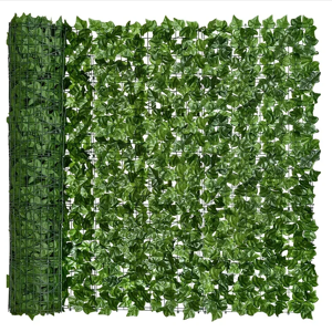 Aucun Mur de haie de lierre artificiel 100x300cm, panneaux de clôture à feuilles vertes, Faux écran de clôture de confidentialité pour la maison, décoration extérieure de jardin et de balcon