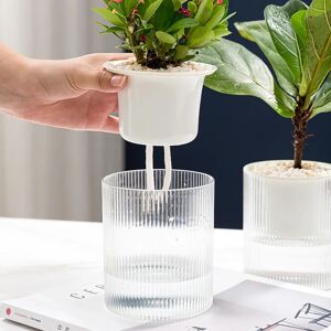 Aucun Pot de fleur Transparent à Absorption d'eau automatique, planteur hydroponique réutilisable à arrosage automatique, petits Pots de plantes verts paresseux de bureau