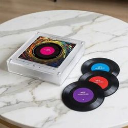 NONE Lecteur de chansons à détection NFC avec haut-parleur intégré en acrylique, autocollant personnalisable pour réfrigérateur sans besoin de téléphone portable