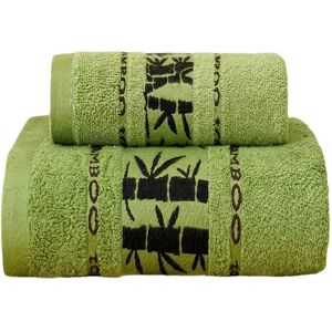 Aucun 2 pièces ensemble bain bambou serviettes ensemble 1 pièces 35X75CM main visage serviette 1 pièces 70X140CM grand bain Sport serviette couverture vert café crème Toallas
