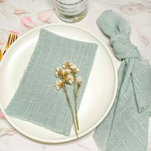 Aucun 10 pièces 32x32 cm vente en gros gaze verte sauge serviettes en tissu de coton serviette de thé réutilisable décor de Table de fête de mariage serviette à bavures rétro