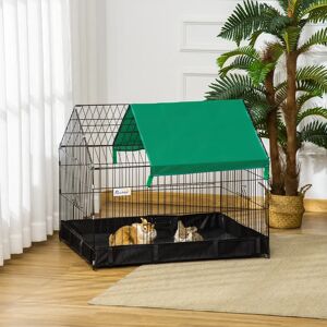 PawHut-Cage pour petits animaux avec 2 portes 90x75x75 cm, noir et vert