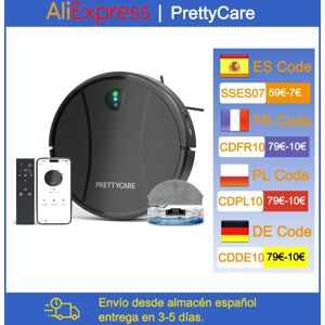 PrettyCare-Aspirateur Robot C2 avec Auto Carpet Boost, Aspirateur de Sol, Aspiration 4000Pa, Alexa, WiFi, App