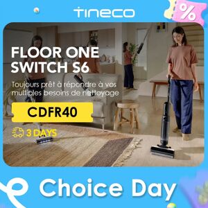 Tineco Floor One Switch S6 Nettoyeur de Sol, Aspirateur Eau et Poussière sans Fil 5-en-1, Séchage Flash en 5 Min, Auto-Nettoyage, Brosse ZeroTangle, Nettoyage Angles des 2 côtés