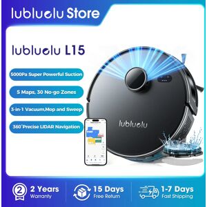 Lubluelu L15 Robot aspirateur et vadrouille Combo 5000Pa, Robot aspirateur 3 en 1, Robot aspirateur, charge automatique, 5 cartes, 30 Zones No-go