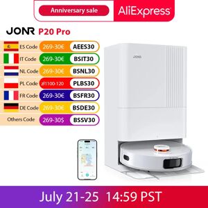 JONR P20 Pro Robot aspirateur avec fonction de vadrouille et vadrouille de levage, Station de nettoyage tout-en-un 8000 Pa, nettoyage des bords, séchage à l'air chaud