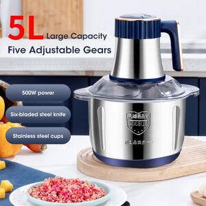 CrownBear Hachoir à viande électrique en acier inoxydable 304, broyeur d'aliments, trancheuse à légumes multifonctionnelle, hachoir, robot culinaire pour bébé, 5L