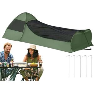 Aucun Tente simple pop-up pliable, auvent de Camping Portable, filet de couchage avec Double fermeture éclair, maille plus fine avec pochette transparente pour téléphone