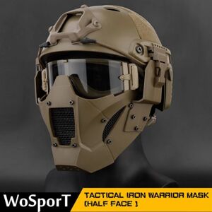Aucun Masque demi-visage en maille d'acier DulMetal, peut fonctionner avec un casque rapide, utilisé pour le tir de chasse Airsoft Paintball