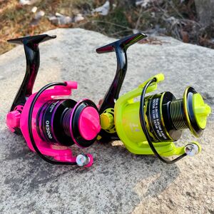 GHOTDA Moulinets de pêche avec alarme de poisson glisser 5-12KG moulinet de filature OE 2000 3000 4000 5000 6000 7000 série bobine métallique 5.2: 1 vert rose