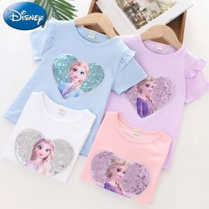 Disney la reine des neiges T-Shirts Elsa Anna hauts à paillettes été enfants à manches courtes